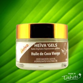 Heiva Gel 100% Naturel Huile de Coco Vierge gélifiée Pot Verre 45gr
