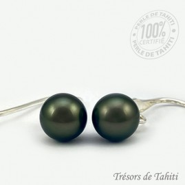 Boucles D'Oreilles Perles De Tahiti Semi Rondes Argent TT298