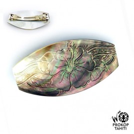 Barrette Cheveux XL Nacre Prokop Tahiti Fleur Hibiscus BAR04