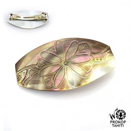 Barrette Cheveux XL Nacre Prokop Tahiti Fleur Tiare BAR10