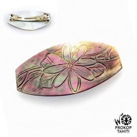 Barrette Cheveux XL Nacre Prokop Tahiti Fleur Tiare BAR06