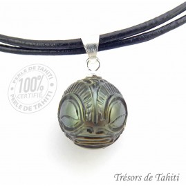 Collier Cuir Perle Gravée...