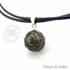 Collier Cuir Perle Gravée...