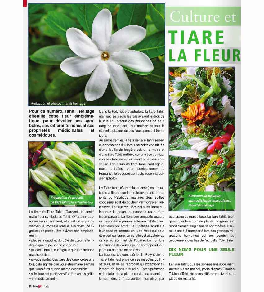 Fleur de tiaré utilisation et bienfaits